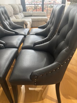 Conjunto 6 Sillas Salón Piel Negra