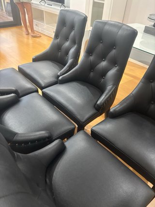 Conjunto 6 Sillas Salón Piel Negra