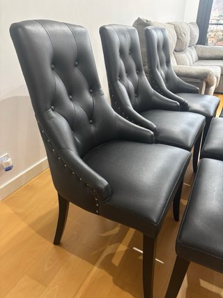 Conjunto 6 Sillas Salón Piel Negra