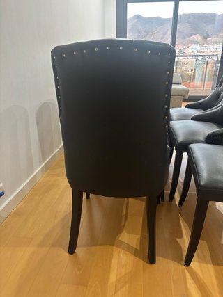 Conjunto 6 Sillas Salón Piel Negra