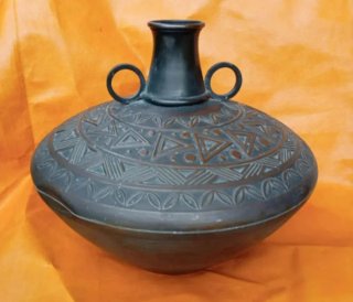 Raro Vaso Antico Rame Lavorato Mano
