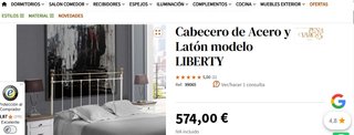 Cabecero Peña Vargas Forja/Latón 150cm.Mod Liberty