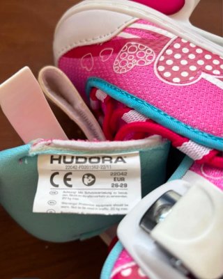Patines Hudora rosas y blancos talla ajustable
