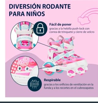 Patines Hudora rosas y blancos talla ajustable