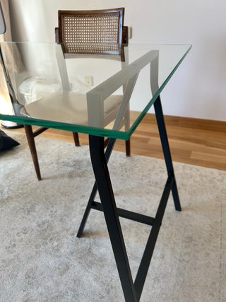 Mesa escritorio cristal y metal