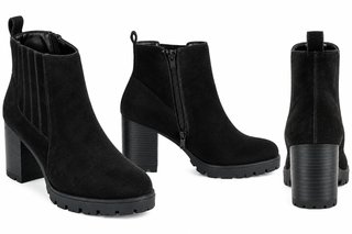 Botines negros tacón ancho cremallera
