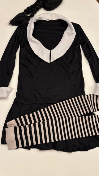 Disfraz Miércoles Addams Talla S-M + Peluca