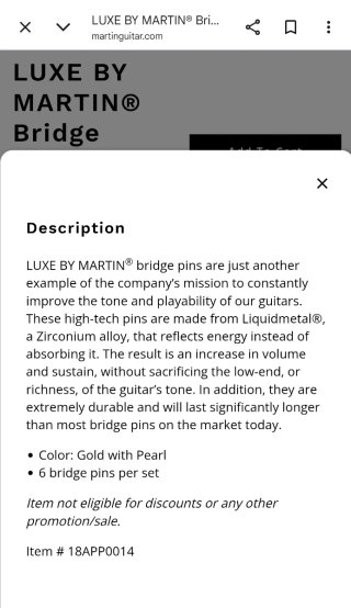 Pines de puente Martin Luxe Liquidmetal