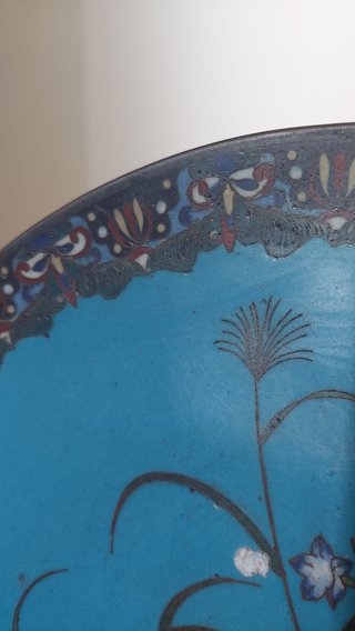 Plato 30 cm Cloisonné Japonés periodo Meiji