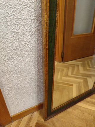 Espejo Grande Madera Vintage Dorado y Verde