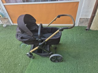 Carro de bebé negro  y silla a la vez