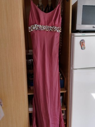 Vestido fiesta rosa con lentejuelas