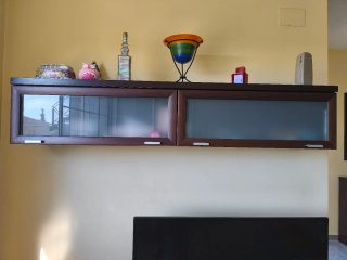 Mueble TV madera y cristal