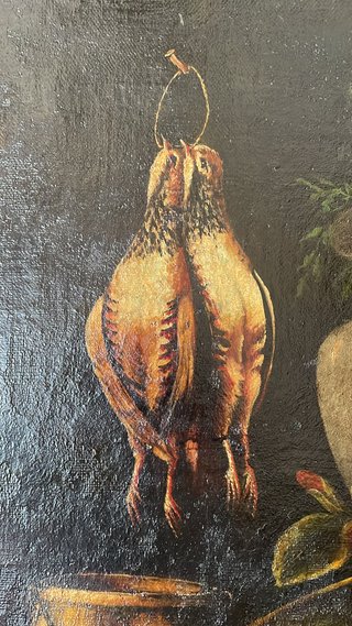Óleo Bodegón con Frutas y Aves