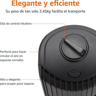 Amazon Basics Ventilador de Torre Oscilante de 71 cm con Ángulo de 60 Grados