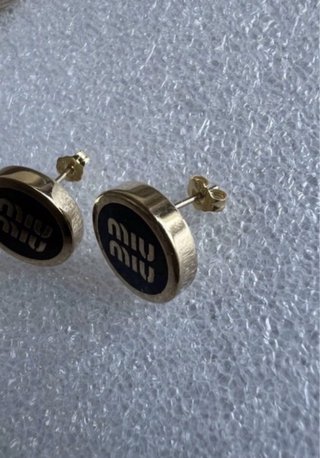 Orecchini Miu Miu Logo Nero Oro