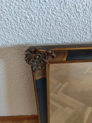 Espejo Pared Madera Negro Dorado Clásico