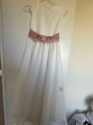 Vestido de Comunión Blanco y Rosa Talla 120