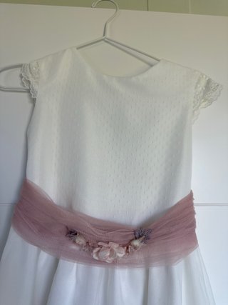Vestido de Comunión Blanco y Rosa Talla 120