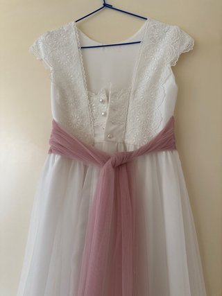 Vestido de Comunión Blanco y Rosa Talla 120
