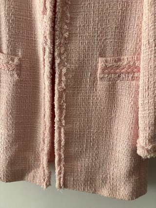 Chaqueta larga tweed Zara rosa