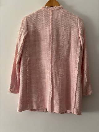 Chaqueta larga tweed Zara rosa