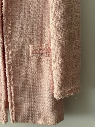 Chaqueta larga tweed Zara rosa