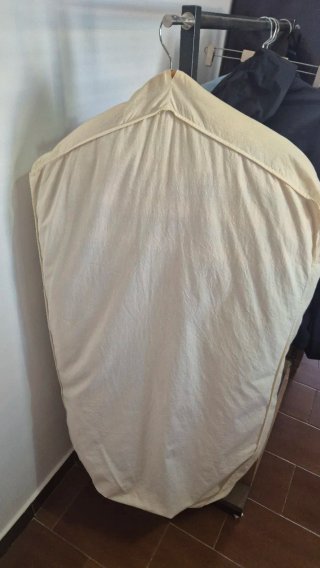 Abrigo de pelo de zorro beige y blanco