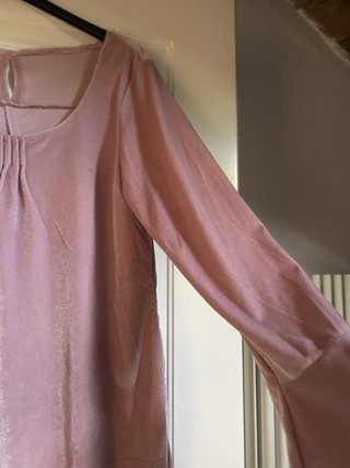 Blusa velluto rosa manica a campana