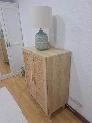 Mueble auxiliar ratán y madera