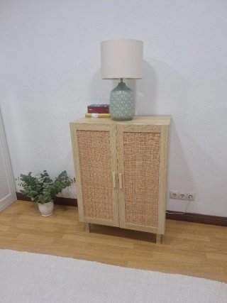 Mueble auxiliar ratán y madera