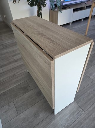 Mesa extensible comedor madera y blanco