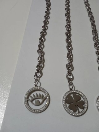 Bracciale catena acciaio con charms e strass donna