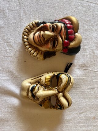 Coppia Maschere Veneziane Teatrali Vintage