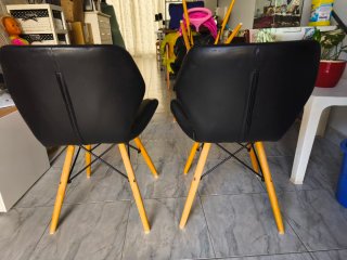 4 Sillas Diseño Piel Sintética Madera