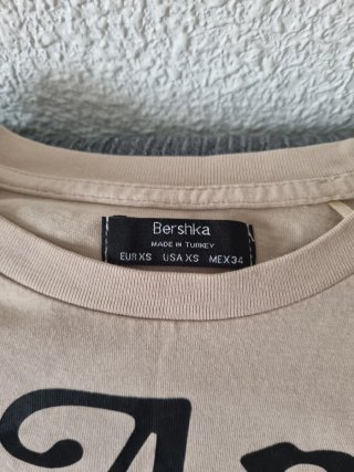Camiseta Bershka Los Ángeles Beige Talla Xs