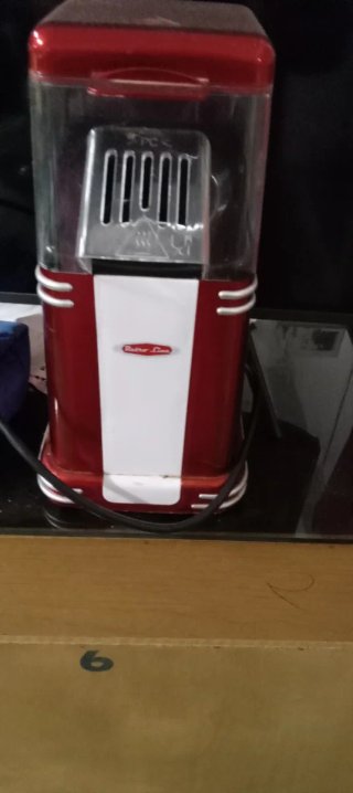 Máquina de Palomitas Retro Roja y Blanca