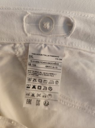 Pantalón Benetton blanco niña 13/14 años