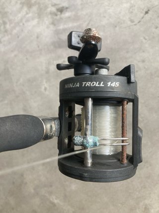 Caña y carrete de pesca curricán
