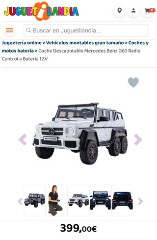 Mercedes G63 6x6 con control remoto. 2 asientos.