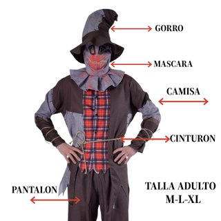 Disfraz Espantapájaros Terror Talla XL para Adulto
