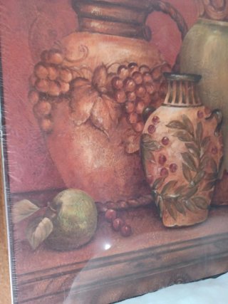 Cuadro decorativo jarrones y frutas