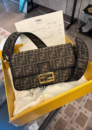 Bolso Fendi FF Tela Marrón y Dorado