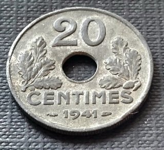 Moneda Francia 20 Centimes 1941