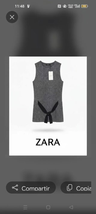 Vestido ZARA gris recto con lazo
