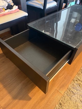 Mesa de centro de salón madera y cristal
