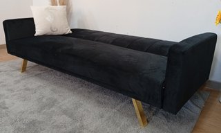 Sofá Cama Negro Terciopelo Patas Doradas