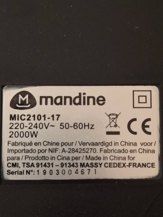 Placa Inducción Mandine 2000W