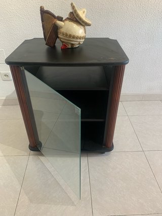 Mesita TV madera y cristal