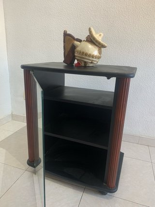 Mesita TV madera y cristal